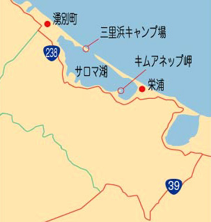 サロマ湖周辺の図。