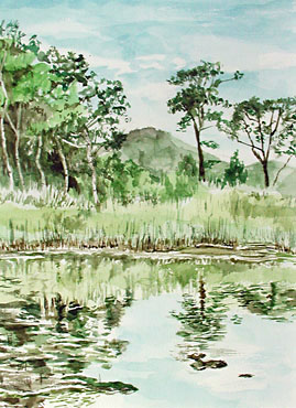サロマ湖付近の沼｜Jobimによる水辺のスケッチを中心とした水彩画展